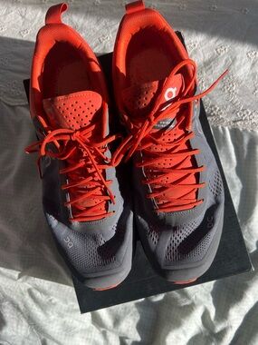 On Running Men's Athletic Shoes in Gray and Bright Orange